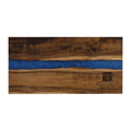 Personalized Acacia Wood with Blue Resin Engraved Serving Board Tray, Monogrammed with Custom Initial Name and Text
