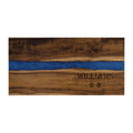 Personalized Acacia Wood with Blue Resin Serving Board Tray, Engraved with Name Custom Text
