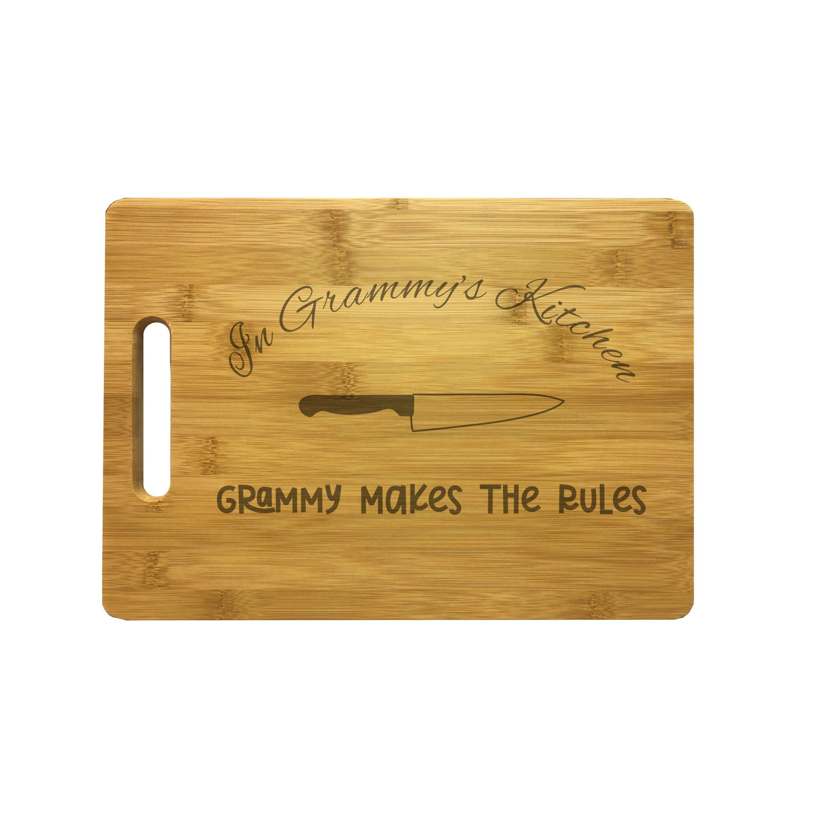In Grammy's Kitchen Makes the Rules Engraved Natural Wood Cutting Boards, Bamboo or Maple, Grammy Gift