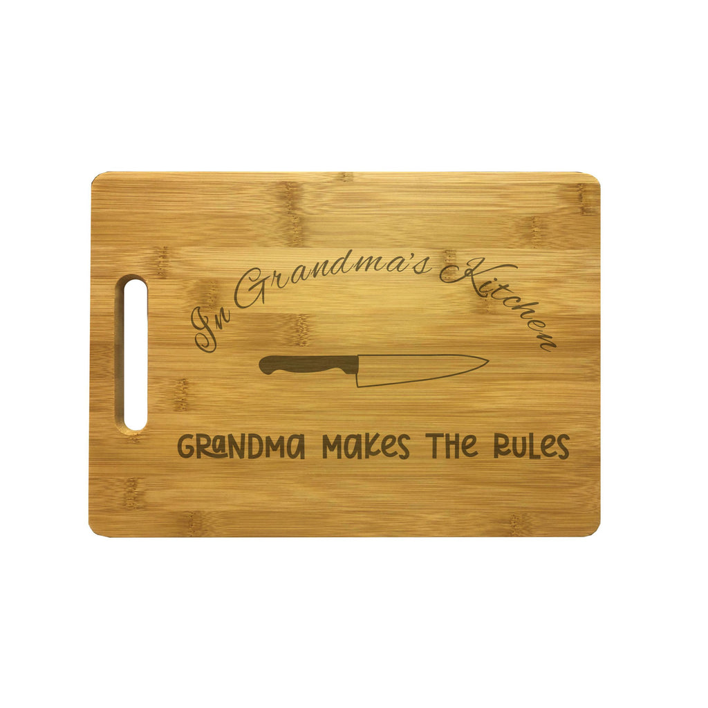 In Grandma's Kitchen Makes the Rules Engraved Natural Wood Cutting Boards, Bamboo or Maple, Grandma Gift