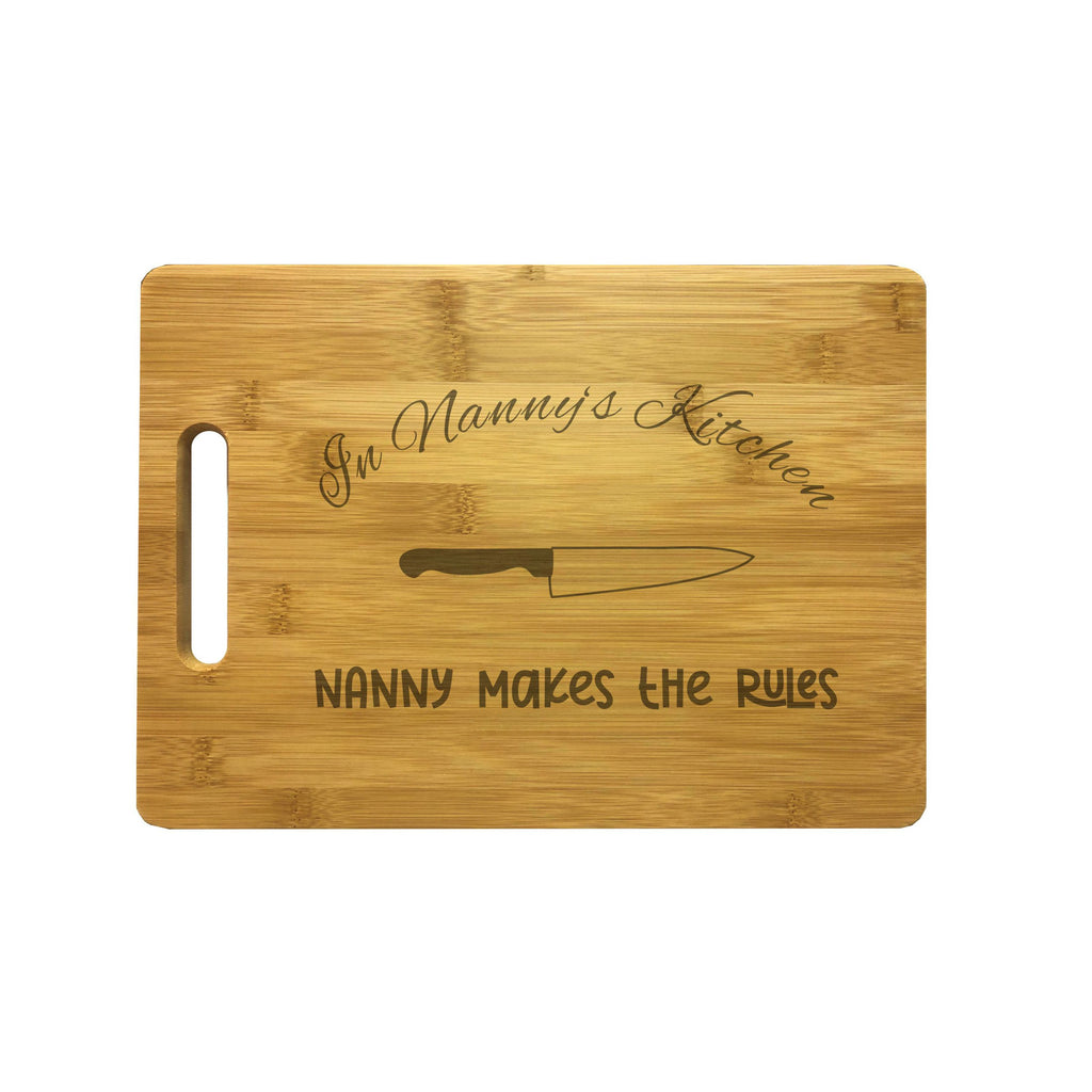 In Nanny's Kitchen Makes the Rules Engraved Natural Wood Cutting Boards, Bamboo or Maple, Nanny Gift