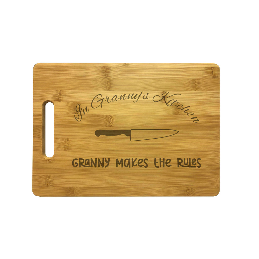 In Granny's Kitchen Makes the Rules Engraved Natural Wood Cutting Boards, Bamboo or Maple, Granny Gift