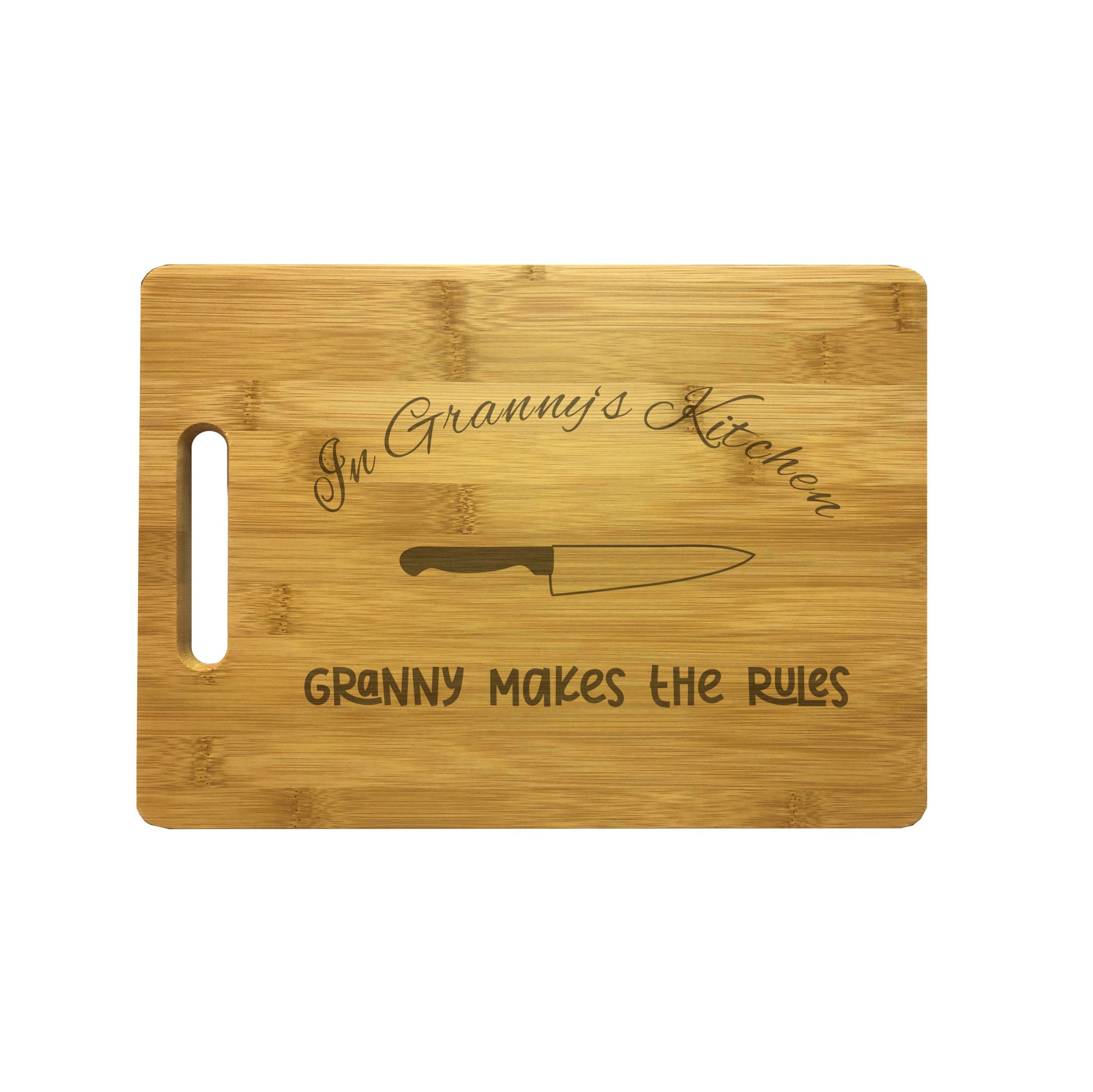 In Granny's Kitchen Makes the Rules Engraved Natural Wood Cutting Boards, Bamboo or Maple, Granny Gift