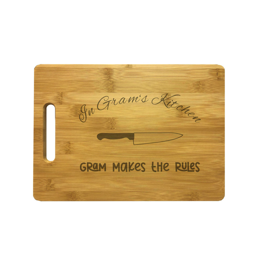 In Gram's Kitchen Makes the Rules Engraved Natural Wood Cutting Boards, Bamboo or Maple, Gram Gift