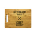 Mechanic by Day Chef by Night Engraved Natural Wood Cutting Boards, Bamboo or Maple, Mechanic Gifts
