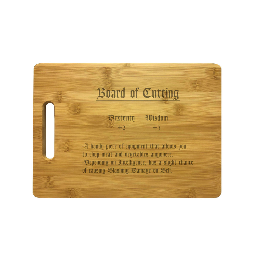 DND Board of Cutting Funny Item Description Engraved Natural Wood Cutting Boards, Bamboo or Maple, Dungeons Dragons Gifts