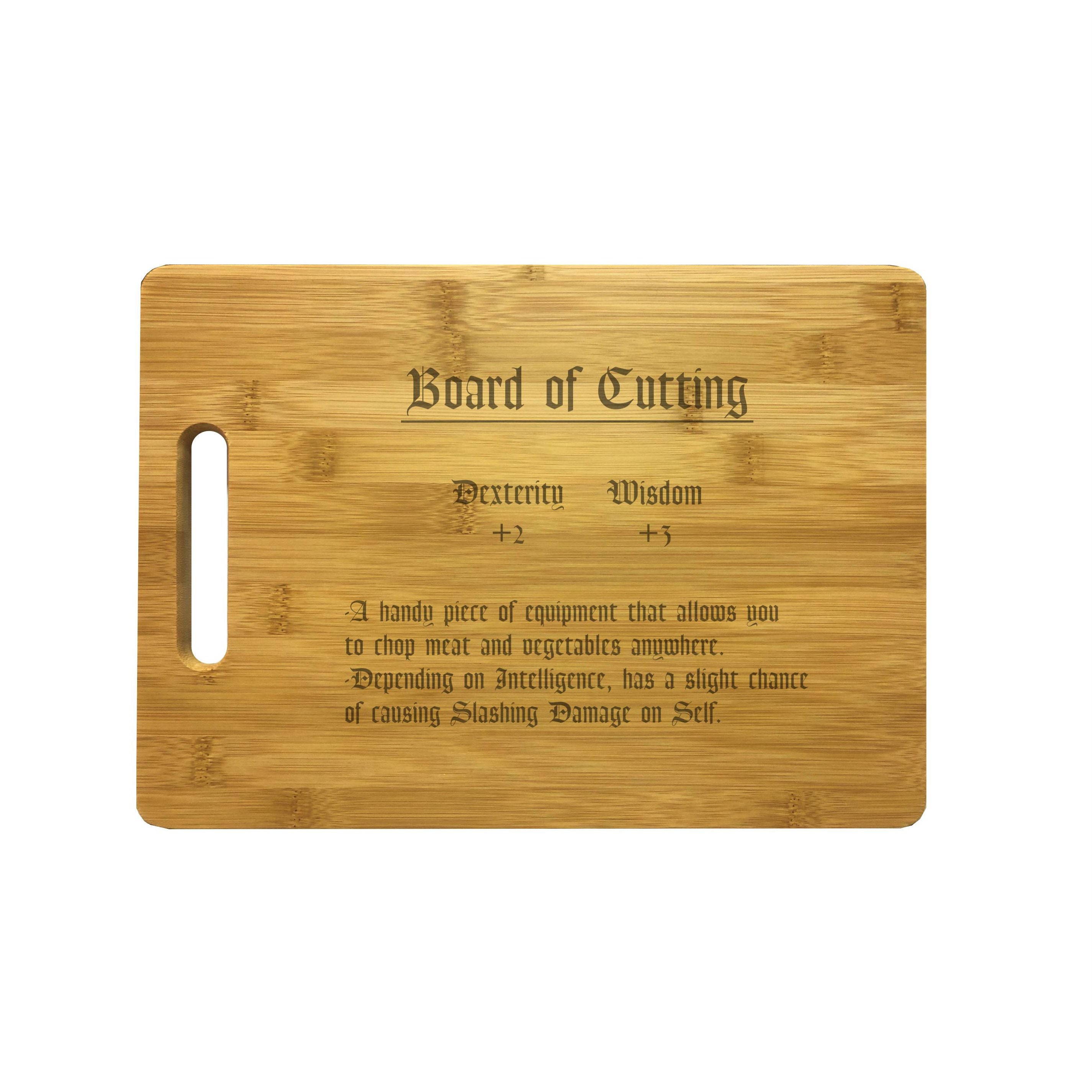 DND Board of Cutting Funny Item Description Engraved Natural Wood Cutting Boards, Bamboo or Maple, Dungeons Dragons Gifts