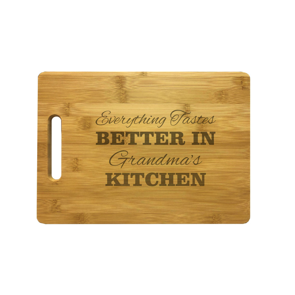 Everything Tastes Better in Grandma's Kitchen Engraved Natural Wood Cutting Boards, Bamboo or Maple, Grandma Gift