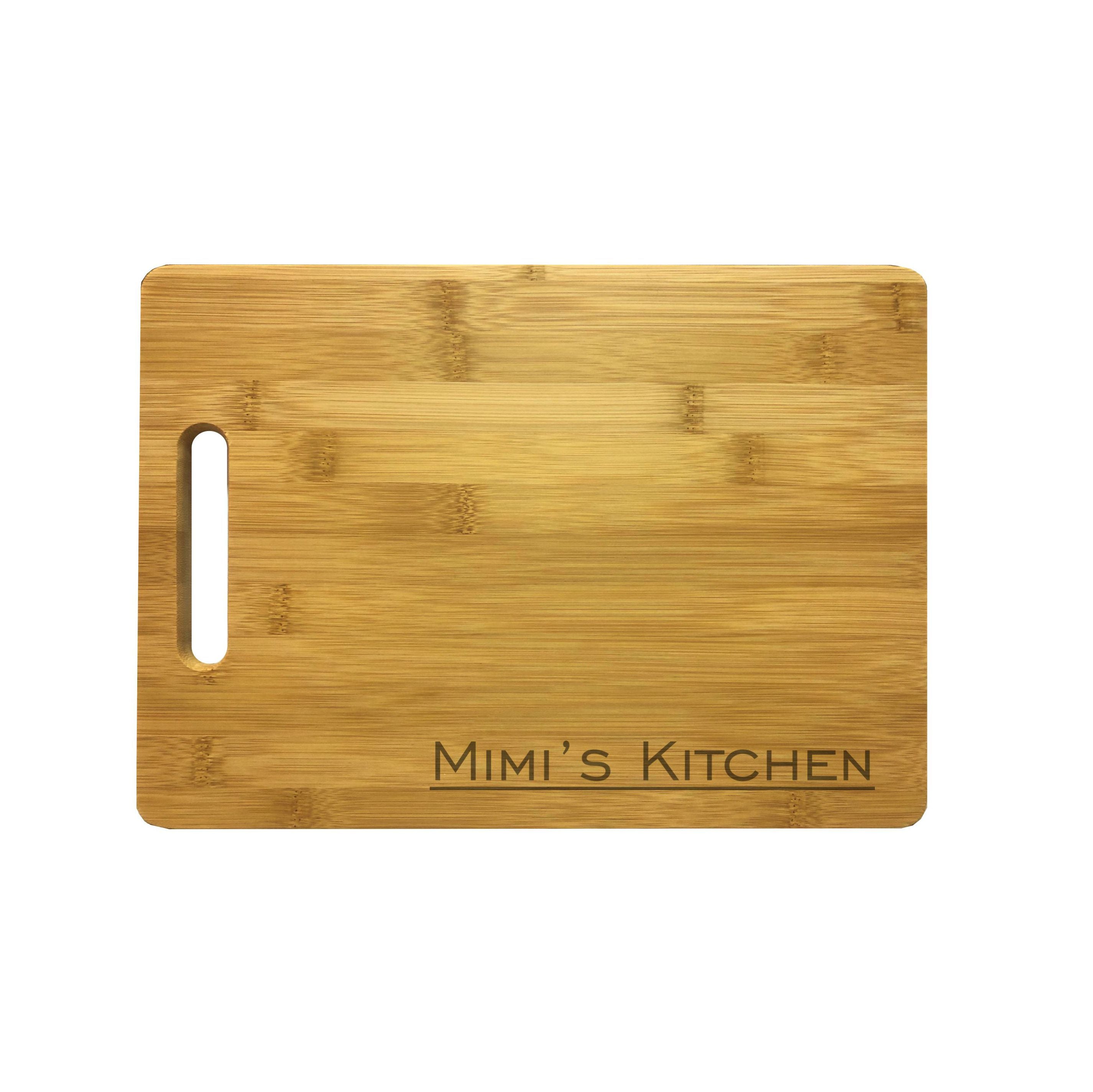 Mimi's Kitchen Engraved Natural Wood Cutting Boards, Bamboo or Maple, Mimi Gift