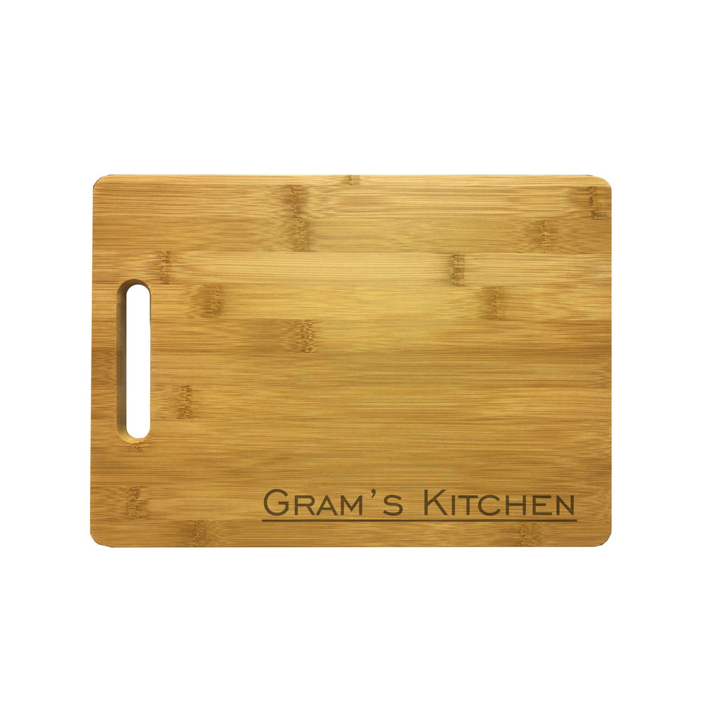 Gram's Kitchen Engraved Natural Wood Cutting Boards, Bamboo or Maple, Gram Gift