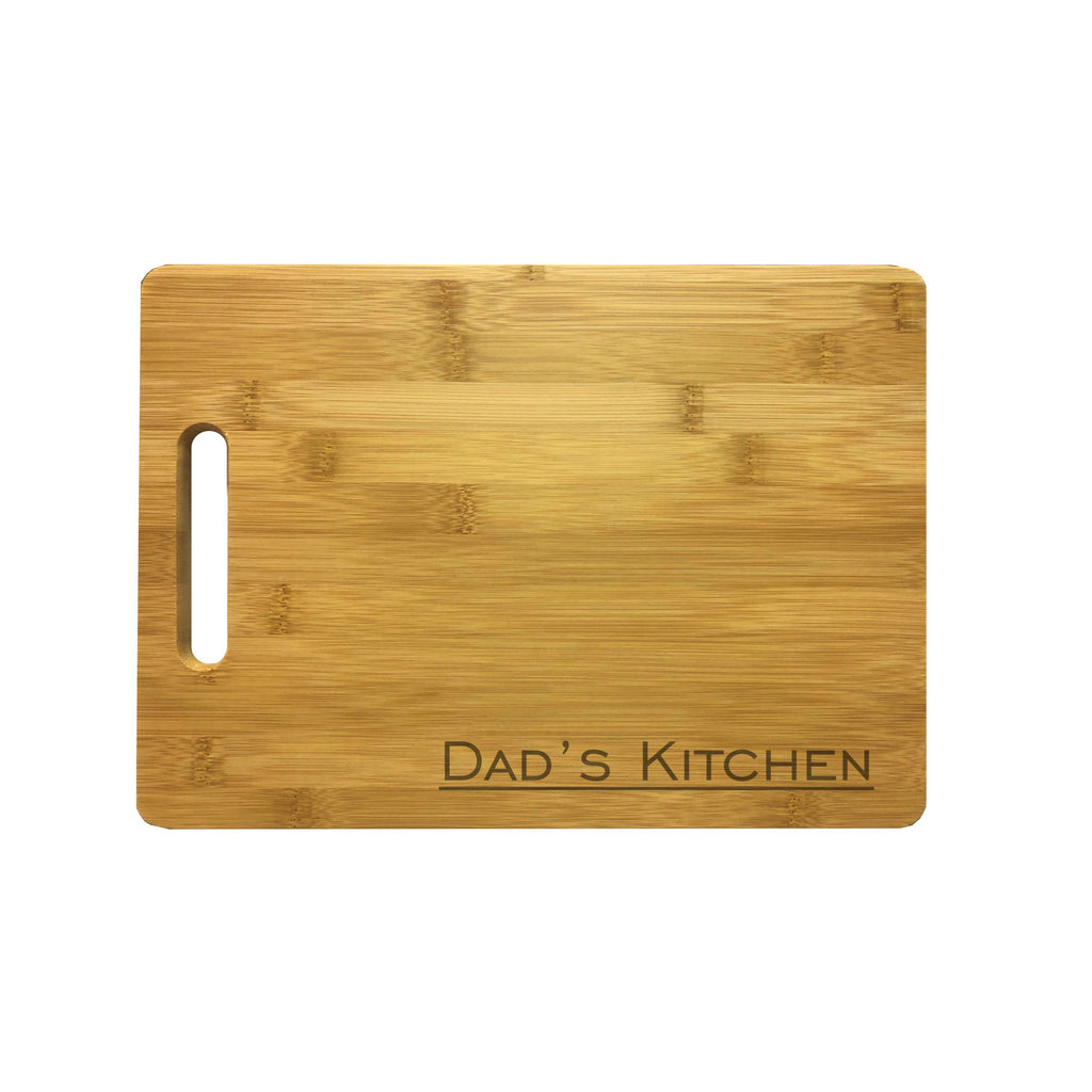Dad's Kitchen Engraved Natural Wood Cutting Boards, Bamboo or Maple, Dad Gift
