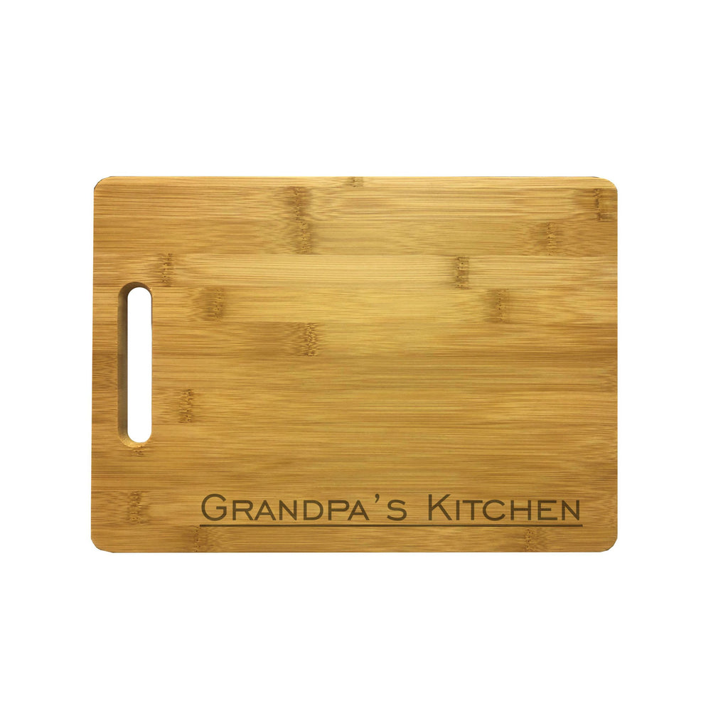 Grandpa's Kitchen Engraved Natural Wood Cutting Boards, Bamboo or Maple, Grandpa Gift