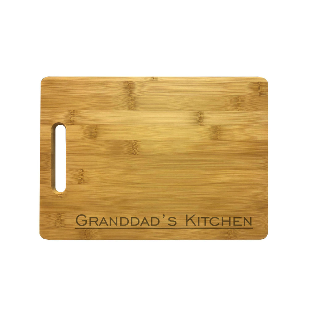 Granddad's Kitchen Engraved Natural Wood Cutting Boards, Bamboo or Maple, Granddad Gift