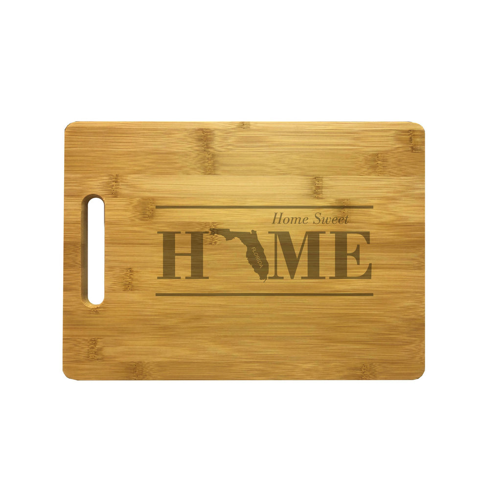 Florida Home Sweet Home Engraved Natural Wood Cutting Boards, Bamboo or Maple, Housewarming Gift