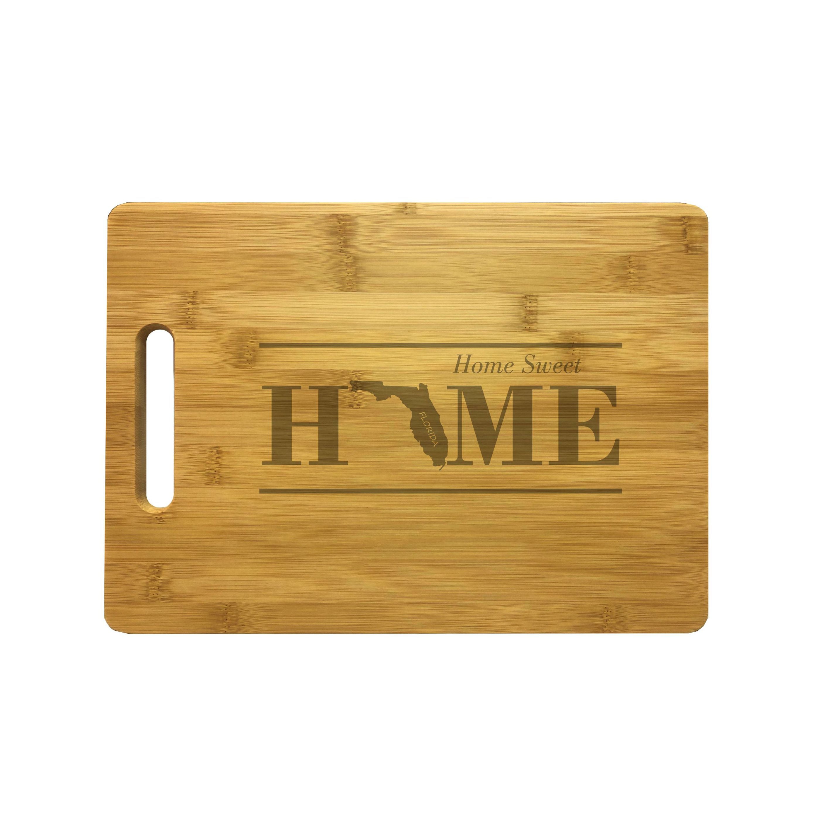 Florida Home Sweet Home Engraved Natural Wood Cutting Boards, Bamboo or Maple, Housewarming Gift