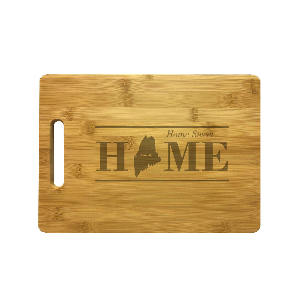 Maine Home Sweet Home Engraved Natural Wood Cutting Boards, Bamboo or Maple, Housewarming Gift