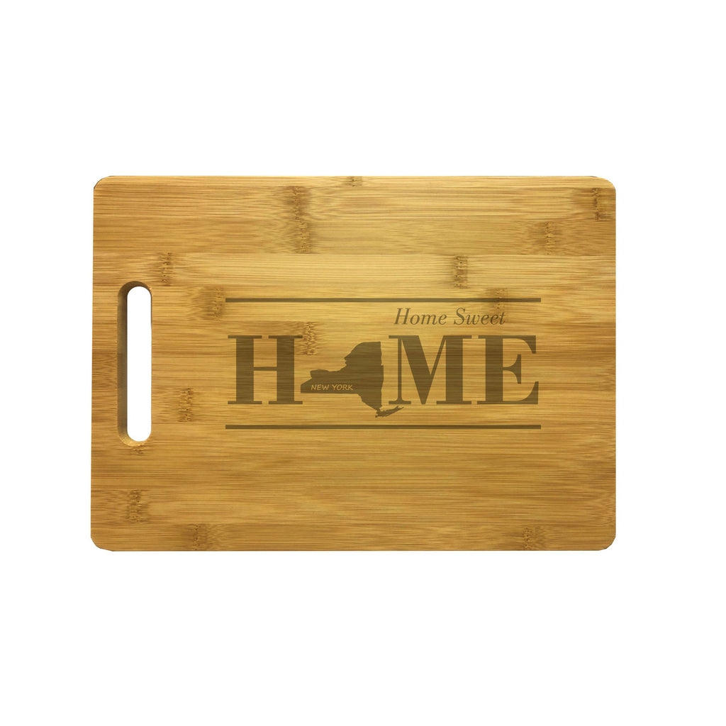 New York Home Sweet Home Engraved Natural Wood Cutting Boards, Bamboo or Maple, Housewarming Gift