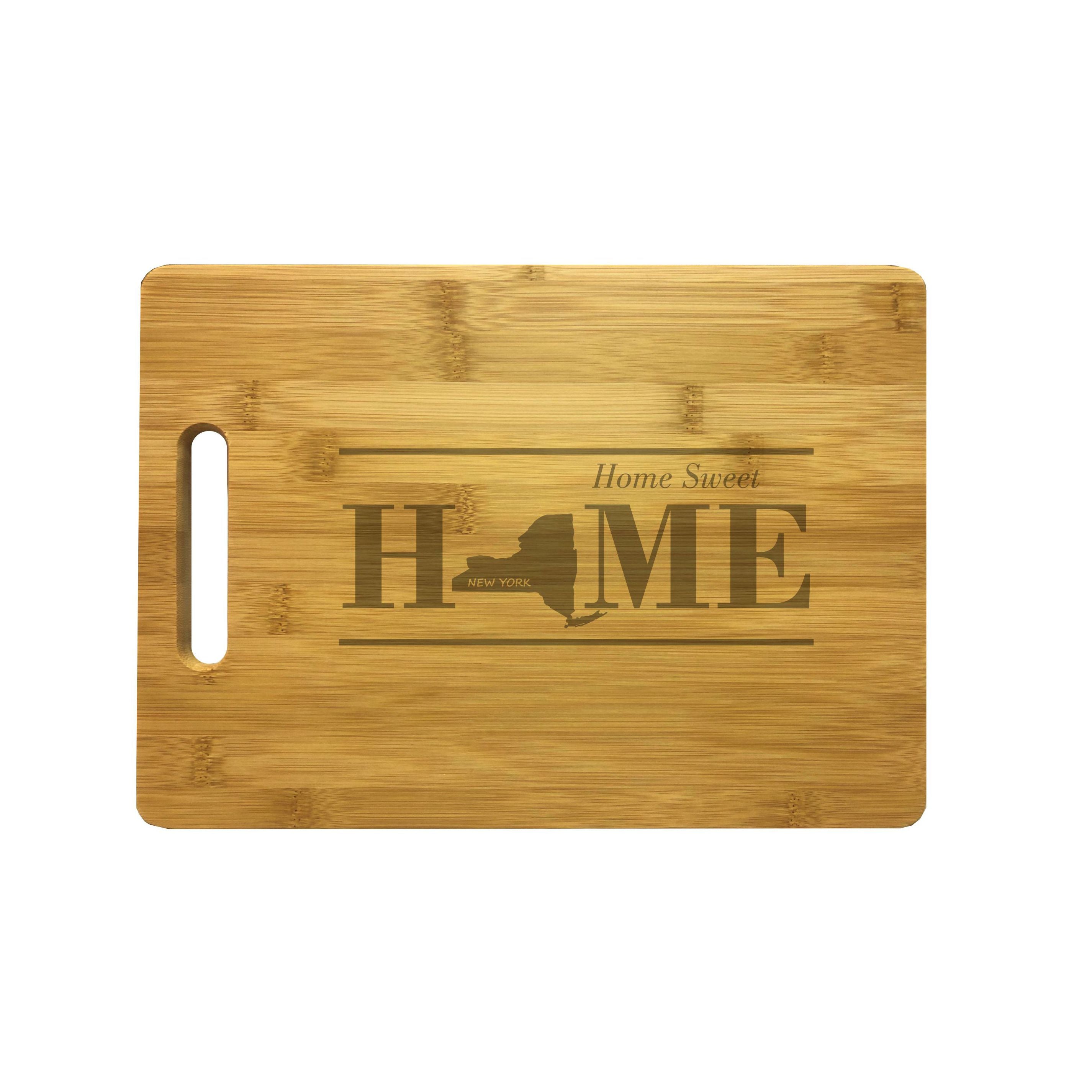 New York Home Sweet Home Engraved Natural Wood Cutting Boards, Bamboo or Maple, Housewarming Gift