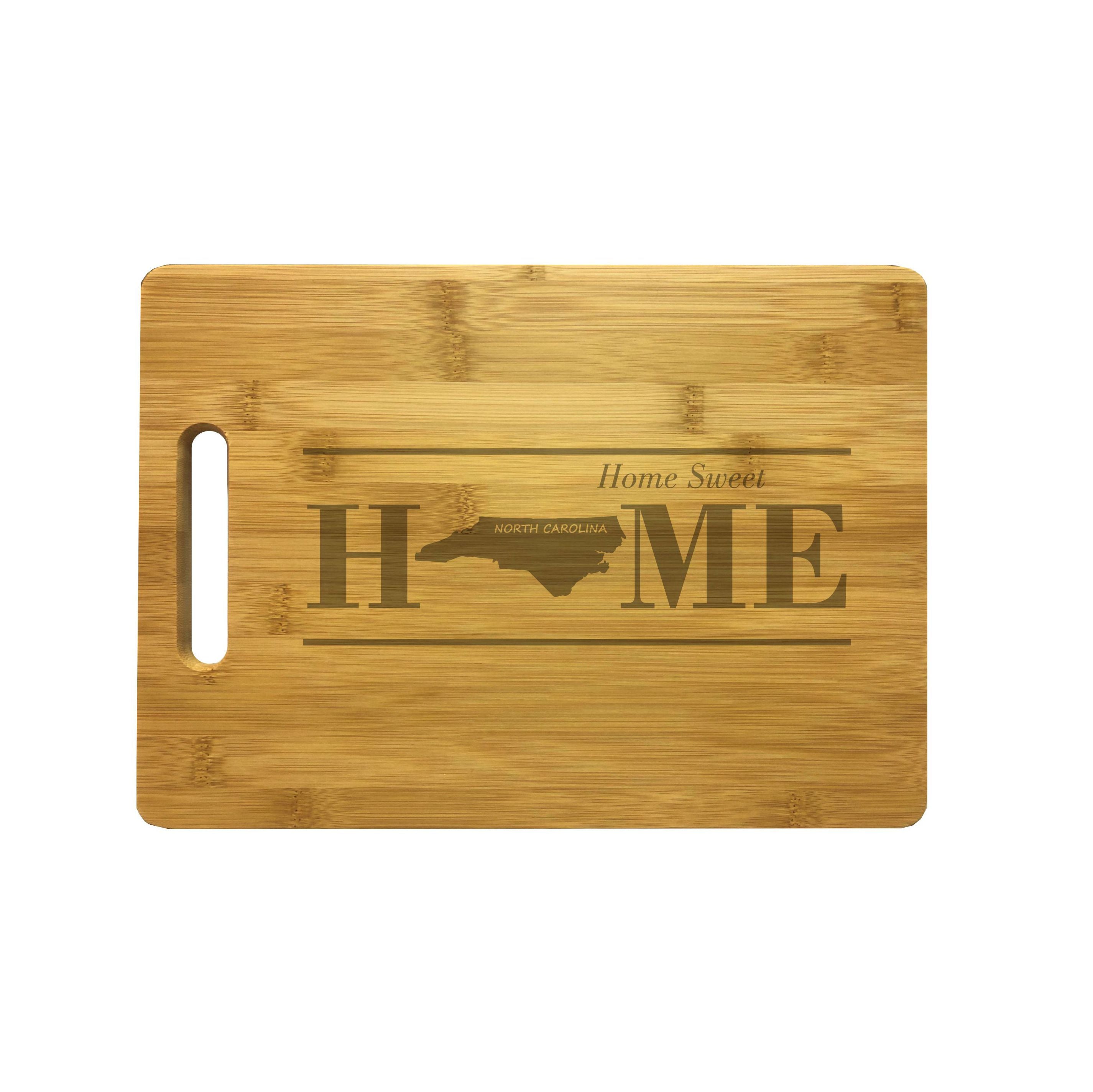 North Carolina Home Sweet Home Engraved Natural Wood Cutting Boards, Bamboo or Maple, Housewarming Gift