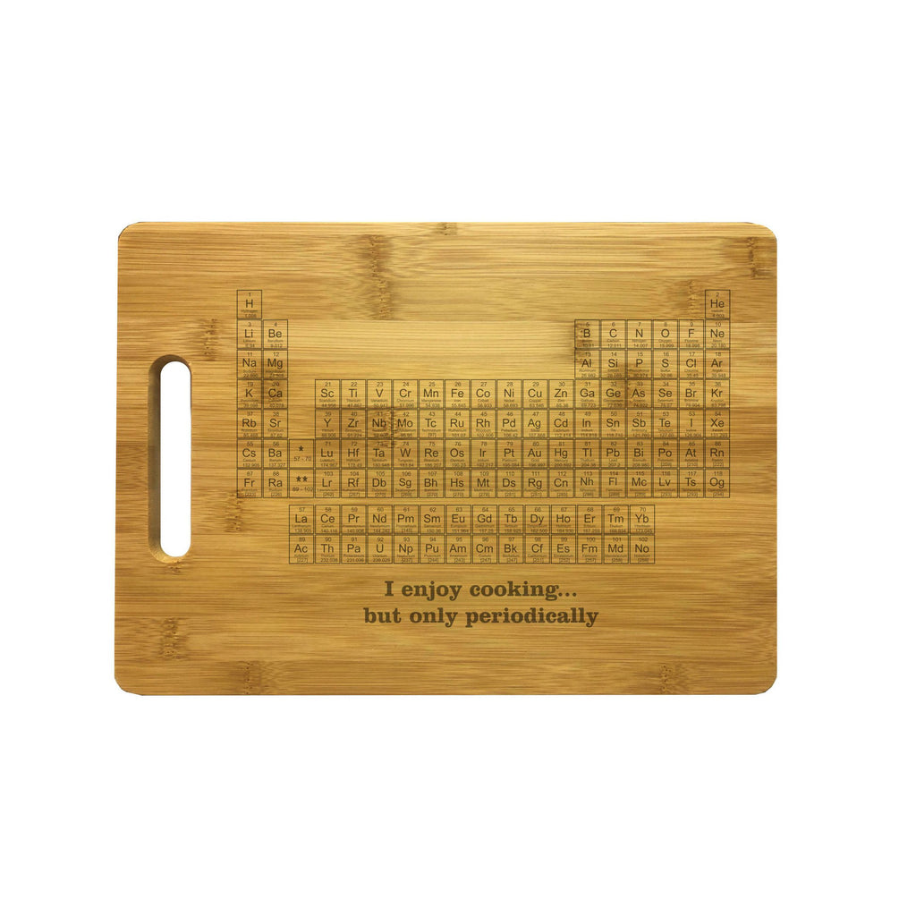 Cooking Periodically with Table of Elements Engraved Natural Wood Cutting Boards, Bamboo or Maple, Nerdy Gift