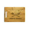 Pop's Grill Engraved Natural Wood Cutting Boards, Bamboo or Maple, Grilling BBQ Gift