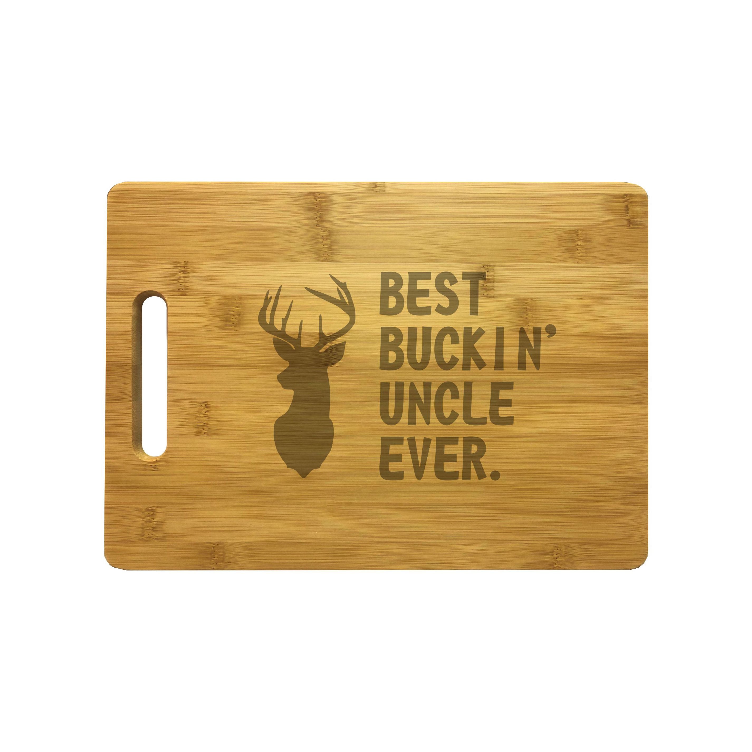 Best Buckin Uncle Ever Engraved Natural Wood Cutting Boards, Bamboo or Maple, Funny Hunting Gift
