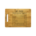 Number 1 Gigi Nutritional Facts Engraved Natural Wood Cutting Boards, Bamboo or Maple, Gigi Gift