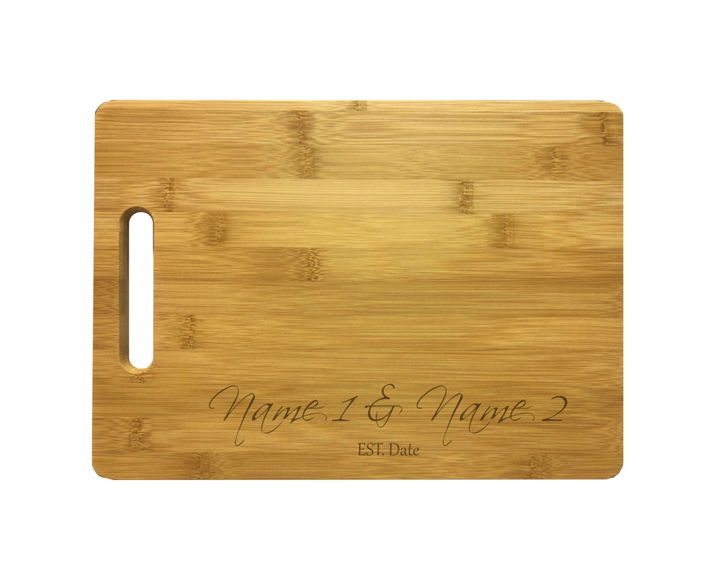 Personalized Natural Wood Cutting Boards with Custom Names Date, Engraved Bamboo or Maple, Wedding Anniversary Gift