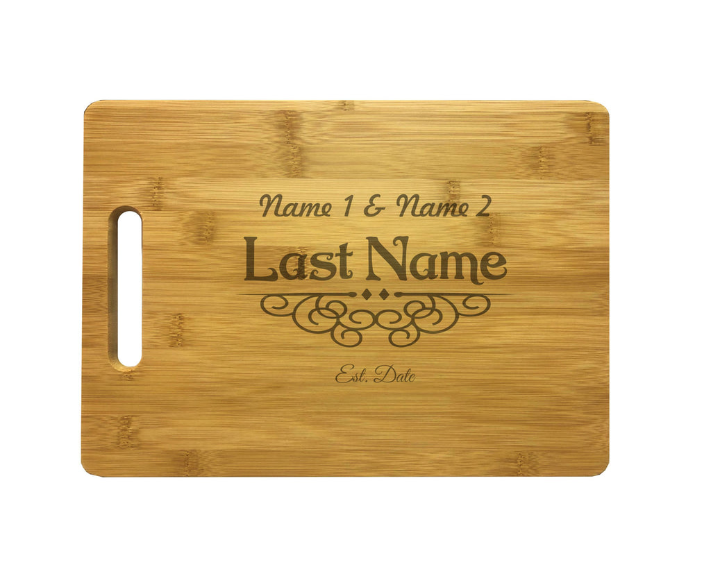 Personalized Natural Wood Cutting Boards with Custom Names and Date, Engraved Bamboo or Maple, Wedding Anniversary Gift