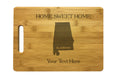 Personalized Alabama Engraved Natural Wood Cutting Board, Home Sweet Home with Custom Text, Engraved Bamboo or Maple, Housewarming Gift