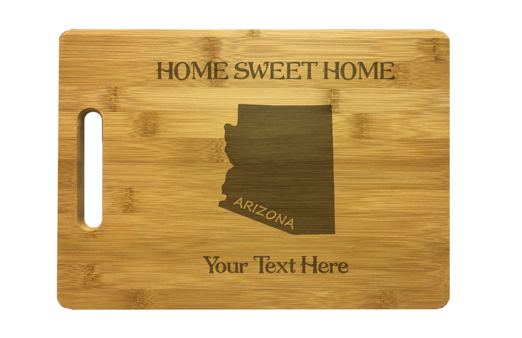 Personalized Arizona Engraved Natural Wood Cutting Board, Home Sweet Home with Custom Text, Engraved Bamboo or Maple, Housewarming Gift