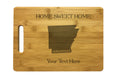 Personalized Arkansas Engraved Natural Wood Cutting Board, Home Sweet Home with Custom Text, Engraved Bamboo or Maple, Housewarming Gift
