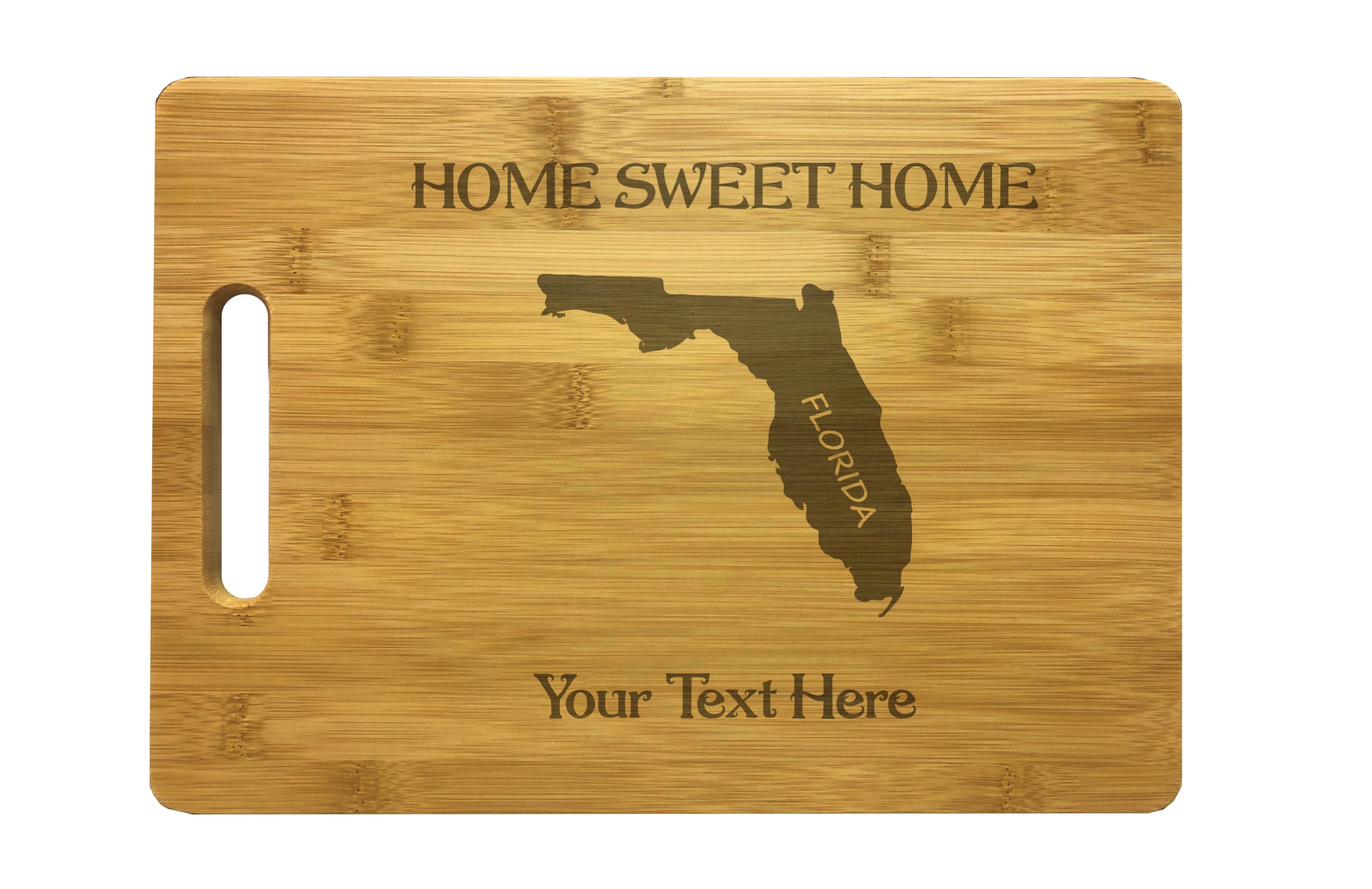 Personalized Florida Engraved Natural Wood Cutting Board, Home Sweet Home with Custom Text, Engraved Bamboo or Maple, Housewarming Gift