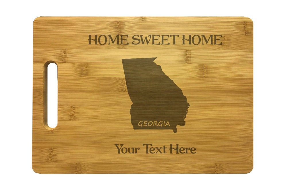Personalized Georgia Engraved Natural Wood Cutting Board, Home Sweet Home with Custom Text, Engraved Bamboo or Maple, Housewarming Gift