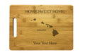 Personalized Hawaii Engraved Natural Wood Cutting Board, Home Sweet Home with Custom Text, Engraved Bamboo or Maple, Housewarming Gift