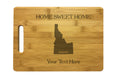Personalized Idaho Engraved Natural Wood Cutting Board, Home Sweet Home with Custom Text, Engraved Bamboo or Maple, Housewarming Gift
