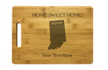 Personalized Indiana Engraved Natural Wood Cutting Board, Home Sweet Home with Custom Text, Engraved Bamboo or Maple, Housewarming Gift