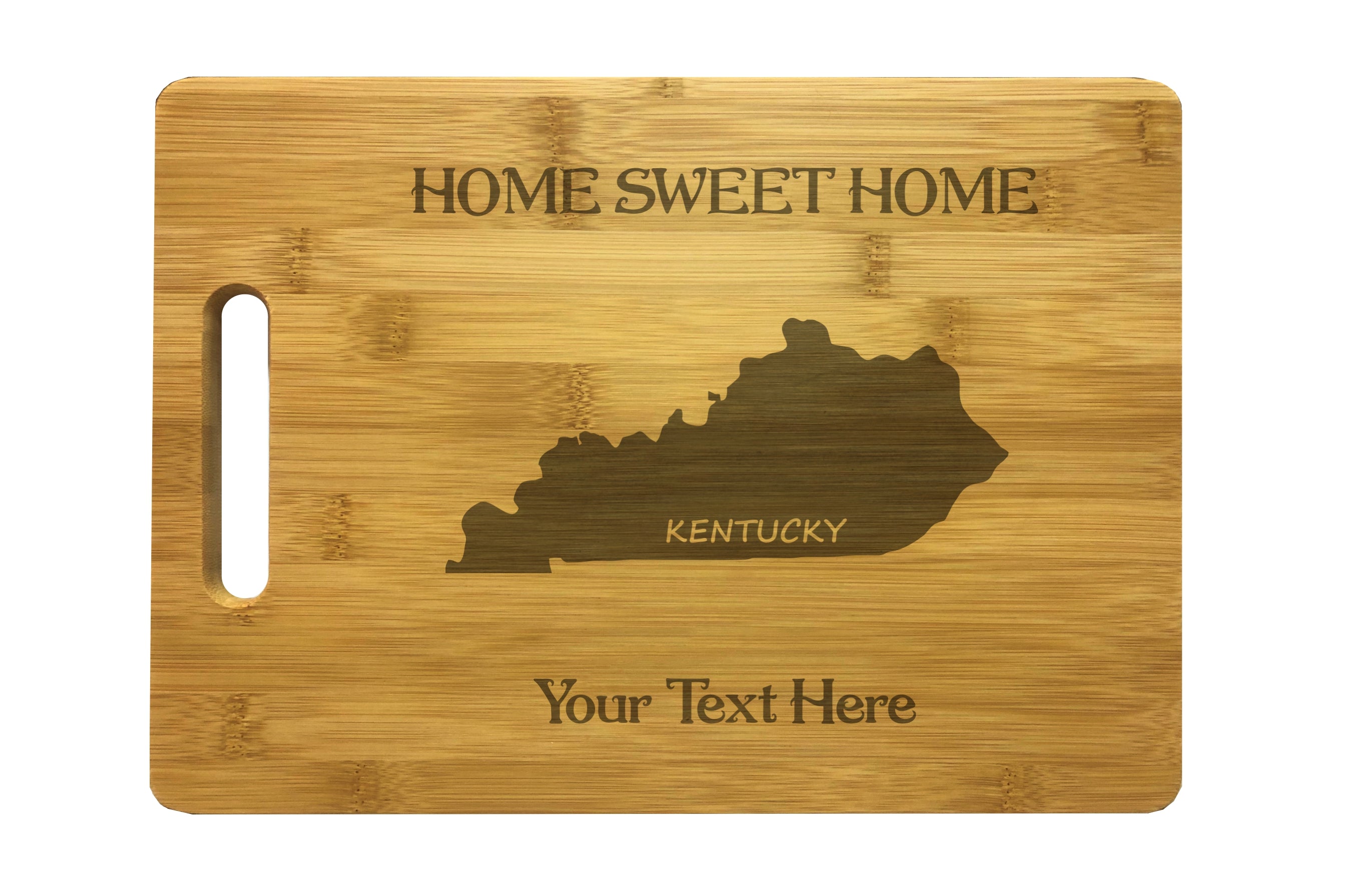Personalized Kentucky Engraved Natural Wood Cutting Board, Home Sweet Home with Custom Text, Engraved Bamboo or Maple, Housewarming Gift