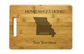 Personalized Missouri Engraved Natural Wood Cutting Board, Home Sweet Home with Custom Text, Engraved Bamboo or Maple, Housewarming Gift