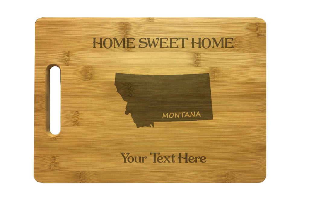 Personalized Montana Engraved Natural Wood Cutting Board, Home Sweet Home with Custom Text, Engraved Bamboo or Maple, Housewarming Gift