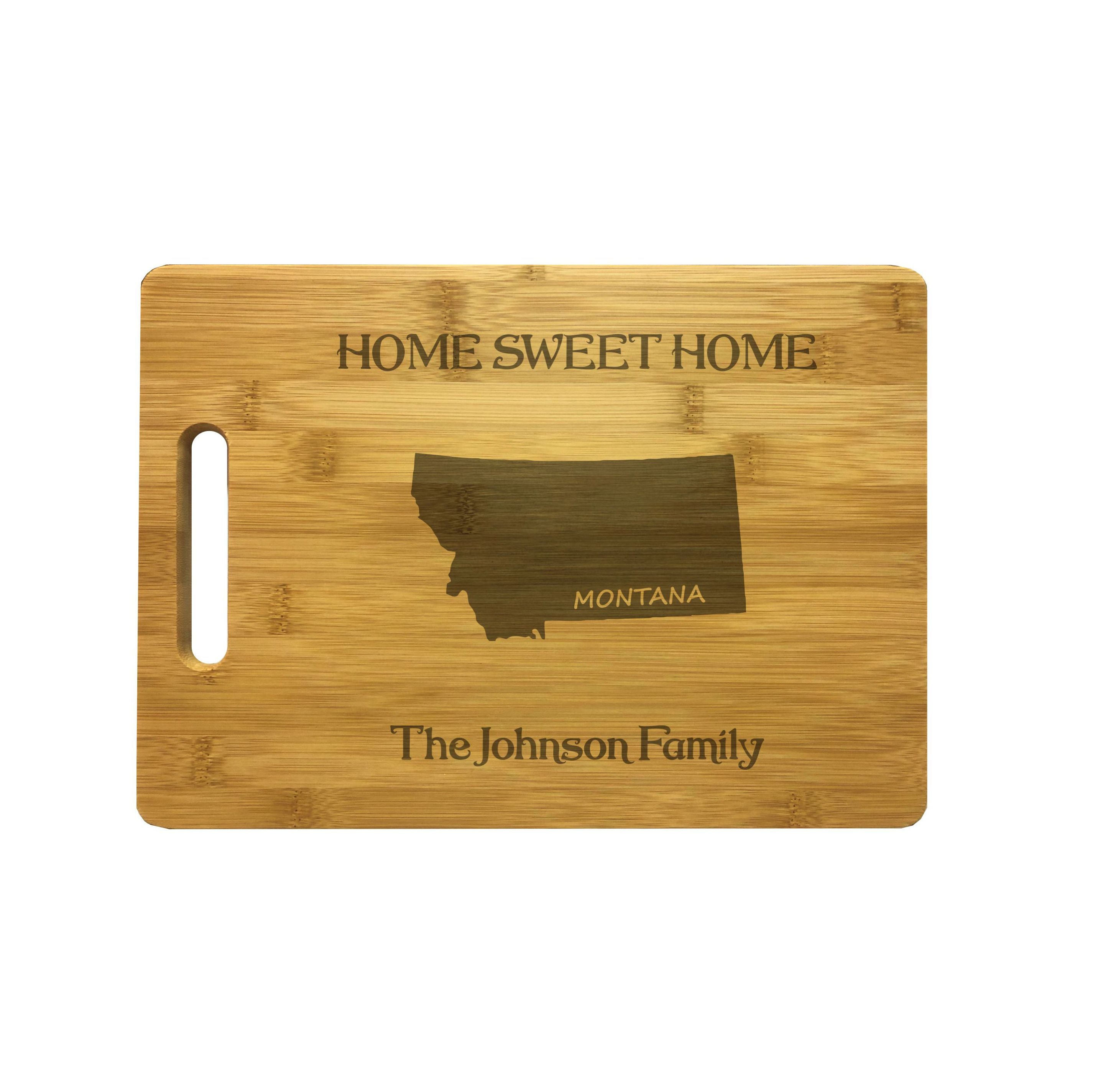 Personalized Montana Engraved Natural Wood Cutting Board, Home Sweet Home with Custom Text, Engraved Bamboo or Maple, Housewarming Gift
