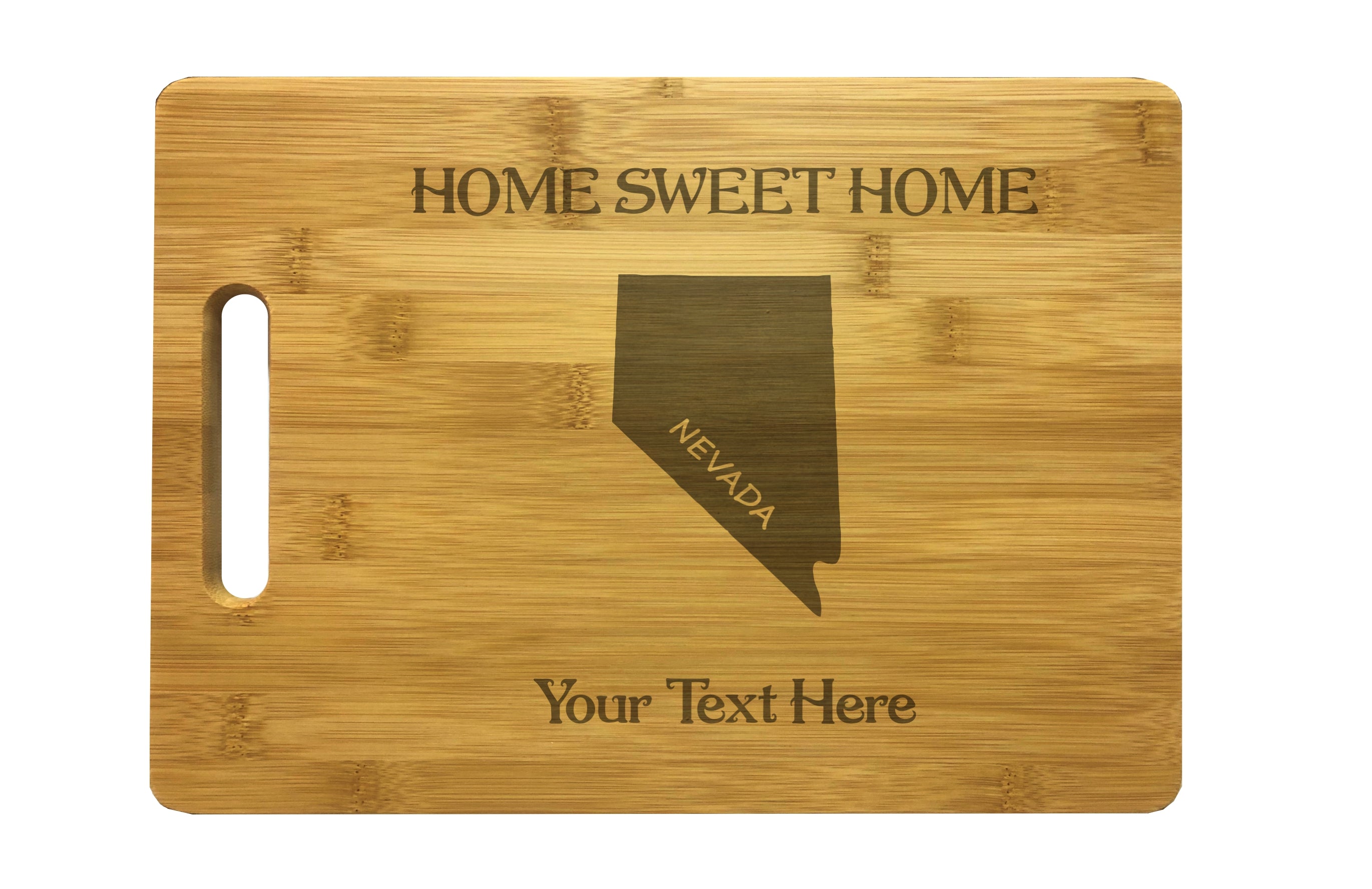Personalized Nevada Engraved Natural Wood Cutting Board, Home Sweet Home with Custom Text, Engraved Bamboo or Maple, Housewarming Gift