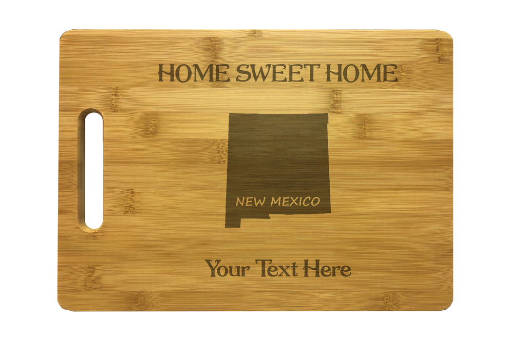 Personalized New Mexico Engraved Natural Wood Cutting Board, Home Sweet Home with Custom Text, Engraved Bamboo or Maple, Housewarming Gift