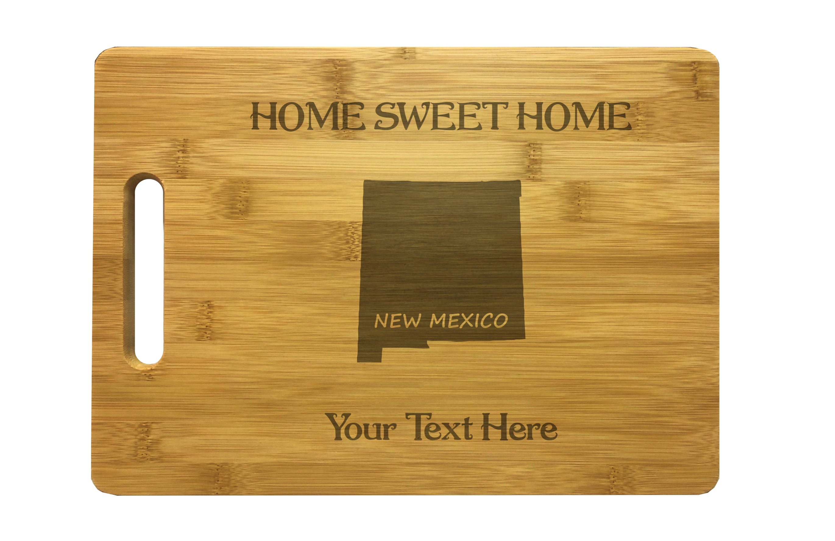 Personalized New Mexico Engraved Natural Wood Cutting Board, Home Sweet Home with Custom Text, Engraved Bamboo or Maple, Housewarming Gift