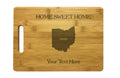 Personalized Ohio Engraved Natural Wood Cutting Board, Home Sweet Home with Custom Text, Engraved Bamboo or Maple, Housewarming Gift