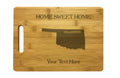 Personalized Oklahoma Engraved Natural Wood Cutting Board, Home Sweet Home with Custom Text, Engraved Bamboo or Maple, Housewarming Gift