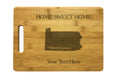 Personalized Pennsylvania Engraved Natural Wood Cutting Board, Home Sweet Home with Custom Text, Engraved Bamboo or Maple, Housewarming Gift