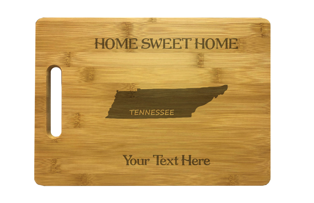 Personalized Tennessee Engraved Natural Wood Cutting Board, Home Sweet Home with Custom Text, Engraved Bamboo or Maple, Housewarming Gift