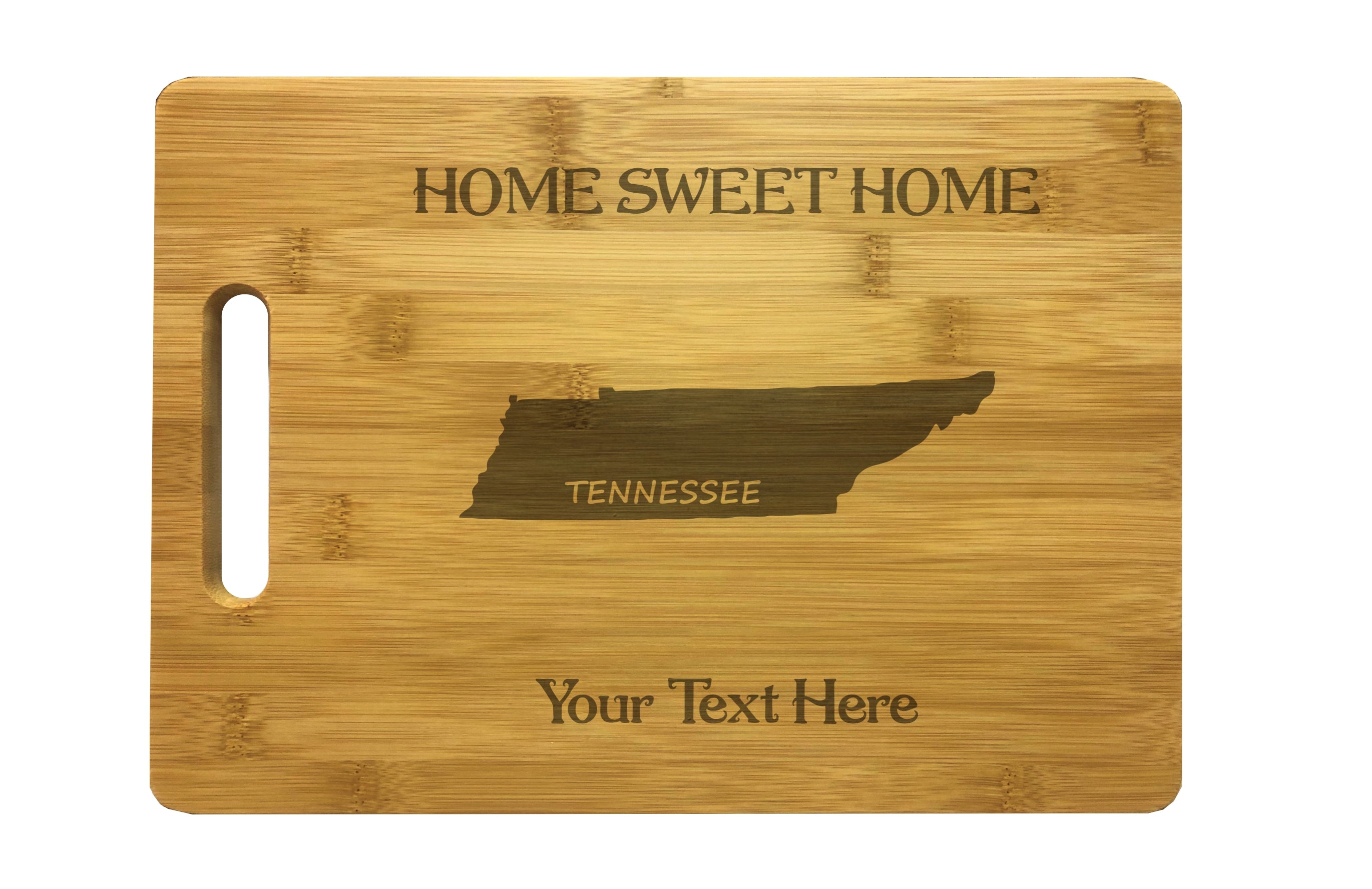 Personalized Tennessee Engraved Natural Wood Cutting Board, Home Sweet Home with Custom Text, Engraved Bamboo or Maple, Housewarming Gift