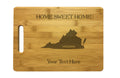Personalized Virginia Engraved Natural Wood Cutting Board, Home Sweet Home with Custom Text, Engraved Bamboo or Maple, Housewarming Gift